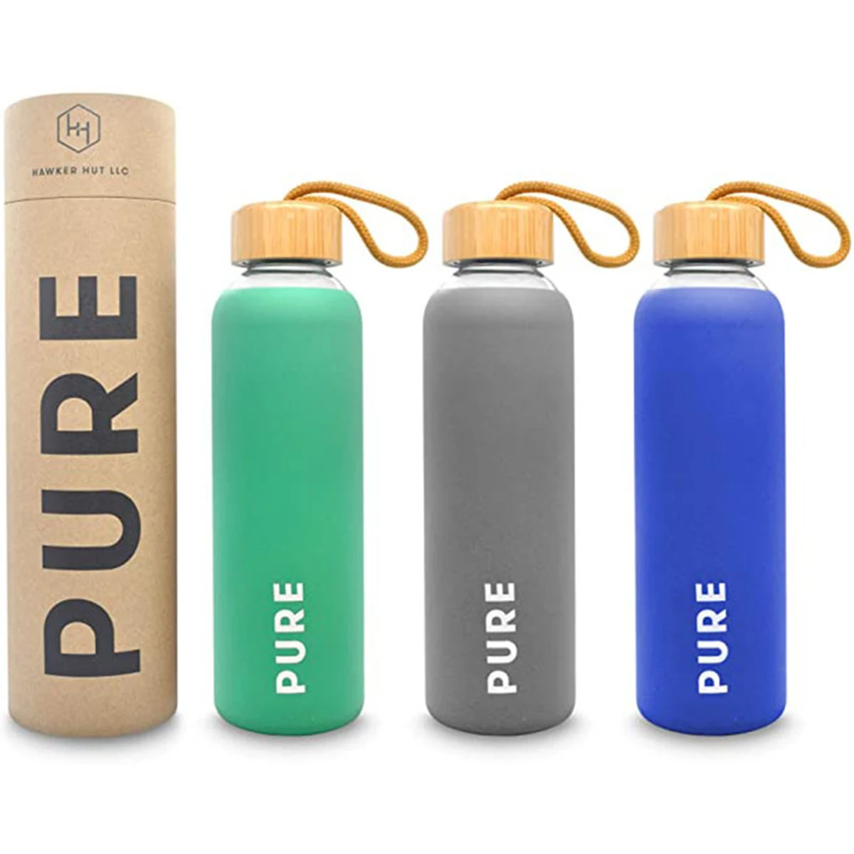 Glass Water Bottle With Color Silicone Sleeve 1