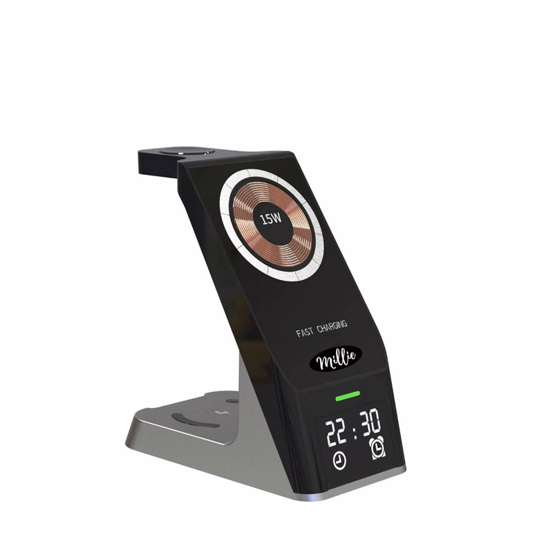 Magnetic Compact Wireless Charger w/ Clock