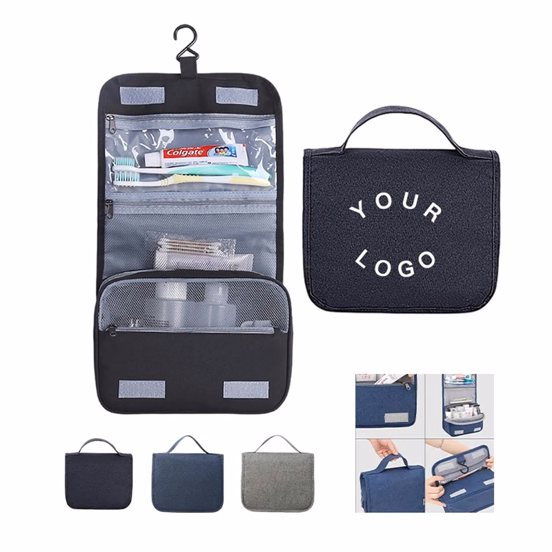 Terylene Toiletry Bag with Transparent Sides and 3 Compartments