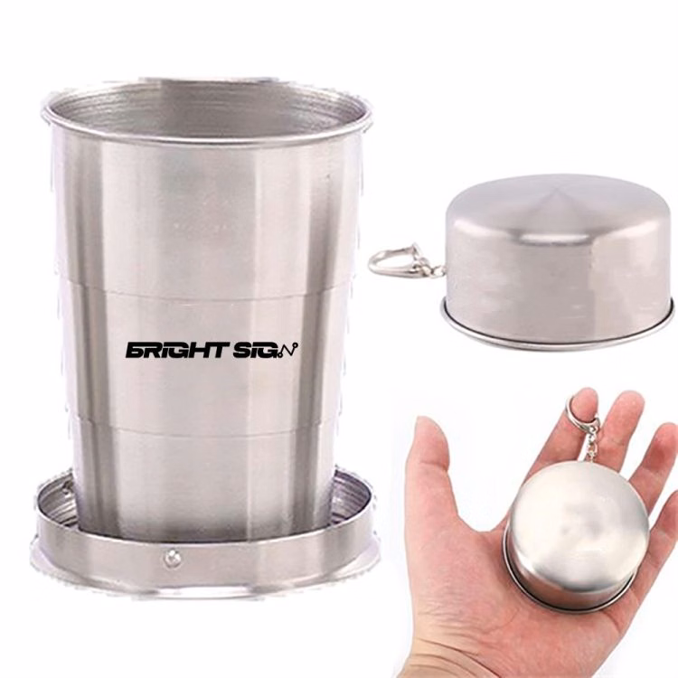 Stainless Steel Collapsible Travel Cup with Keychain
