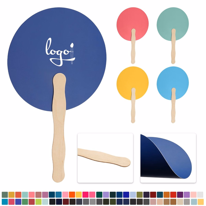 Promotional Wooden Handle Hand Fan for Business Advertising