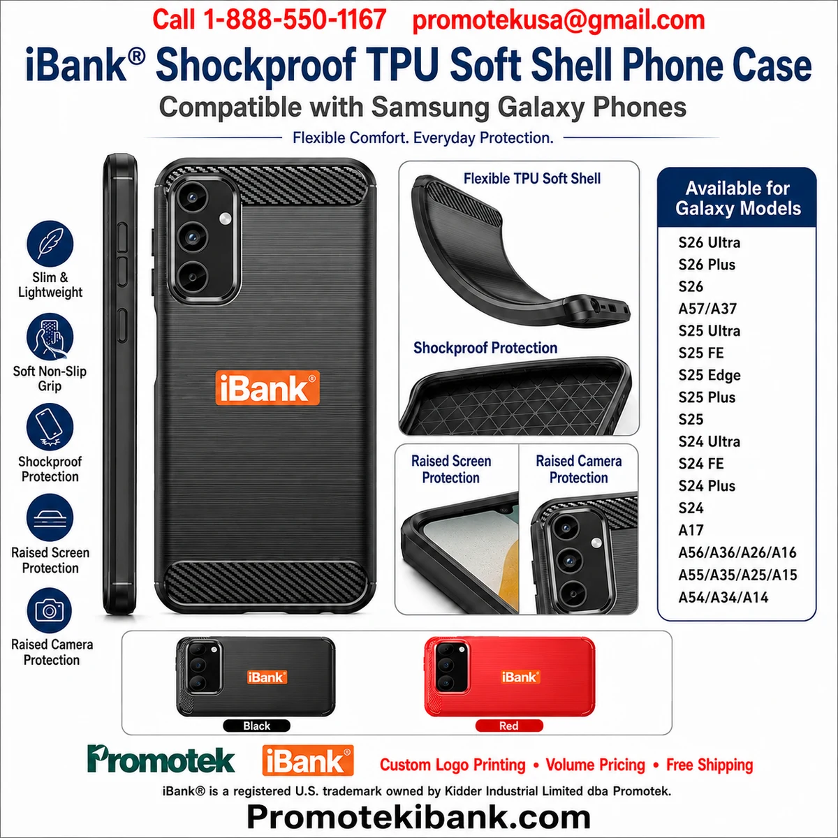 iBank ® Shockproof TPU Soft Shell Phone Case Compatible with Samsung Galaxy phones 1