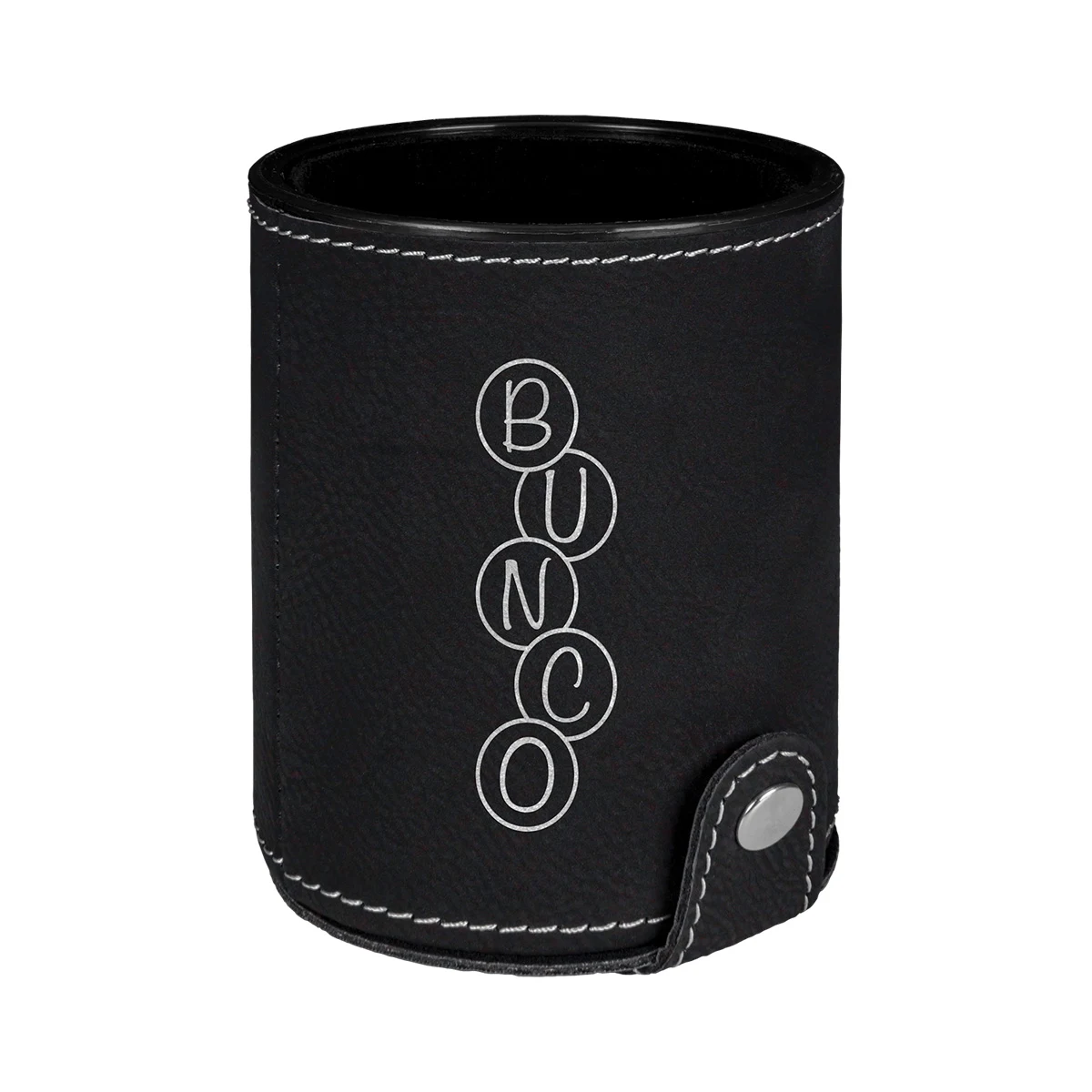 Black & Silver Leatherette Dice Cup w/ 5 Dice 1