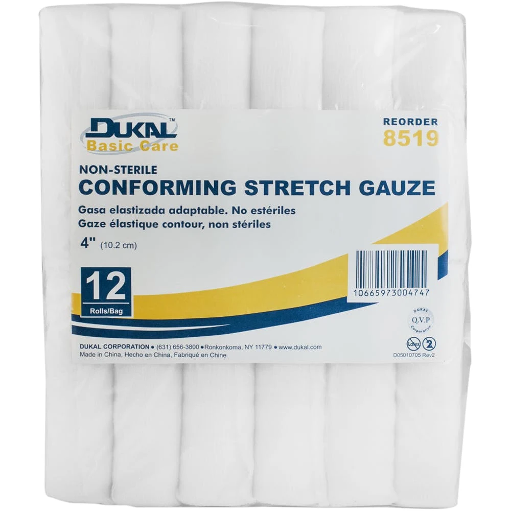Conforming 4" Stretch Gauze Roll - 12 Count 128-Ply Non-Sterile 1