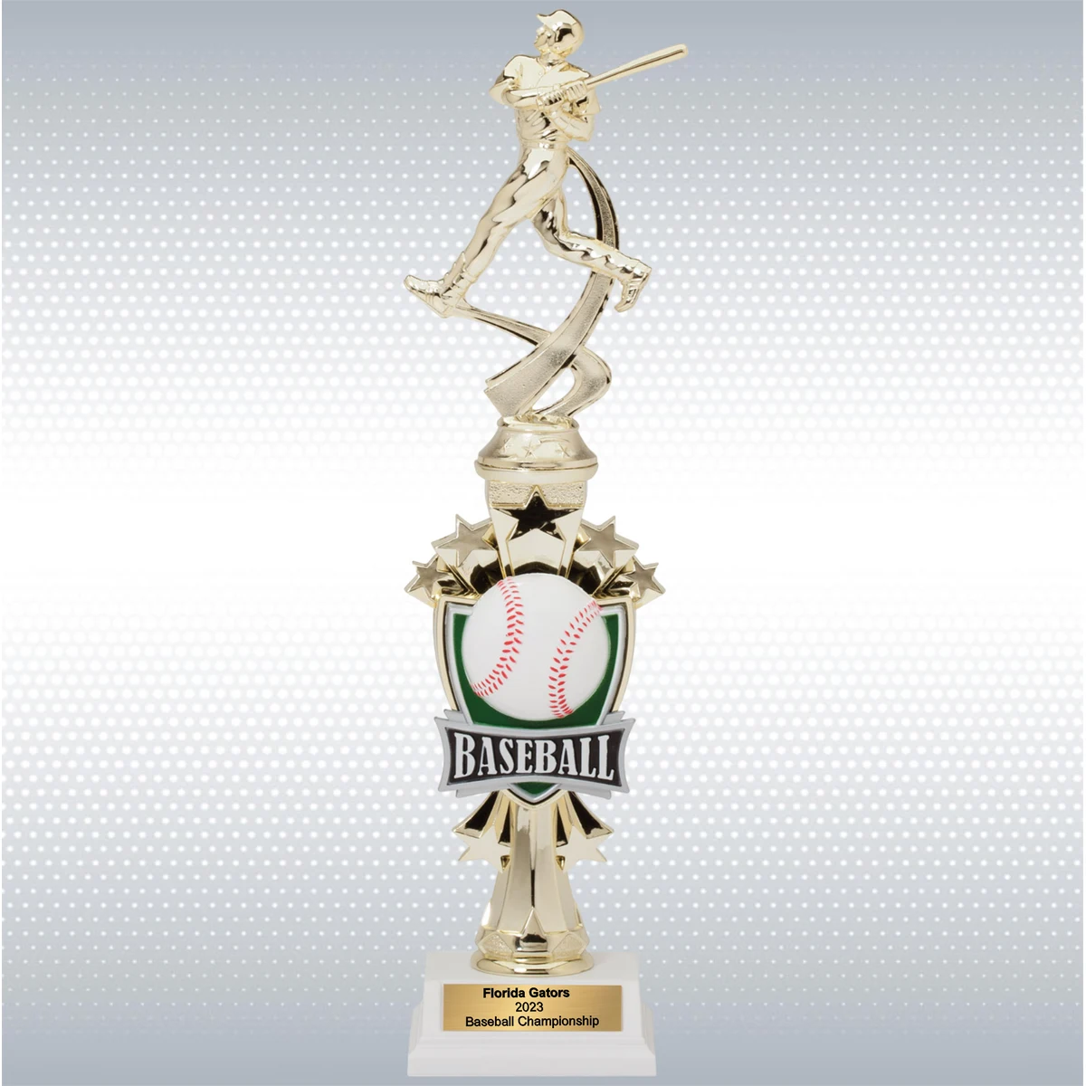 14" Assembled Male Baseball Figure Trophy w/ White Base 1