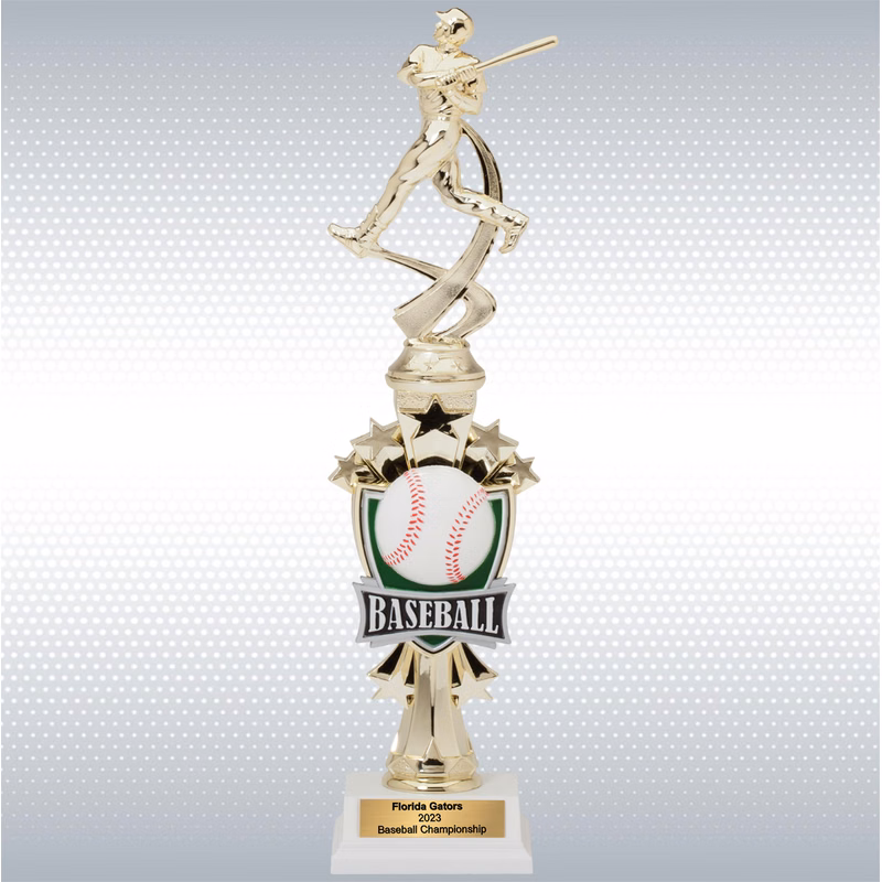 14" Assembled Male Baseball Figure Trophy w/ White Base