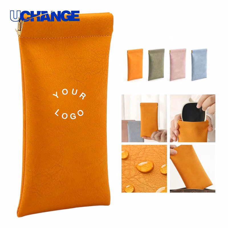 PU Leather Eyeglass Pouch with Metal Closure