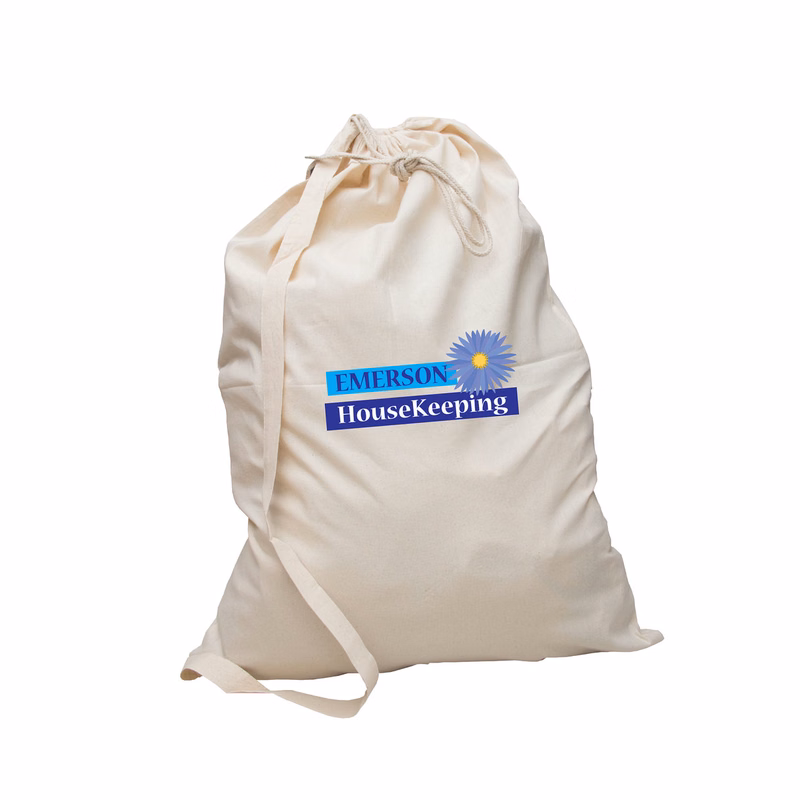 Black Cotton Laundry Bag with Shoulder Strap (20" x 15" x 3")
