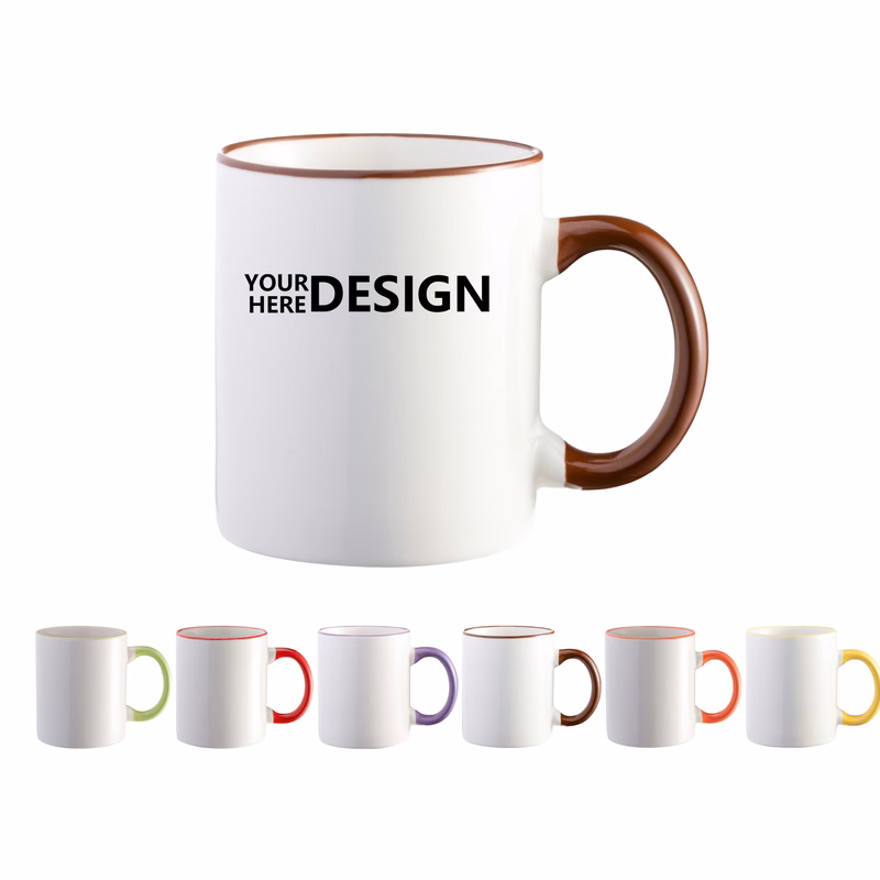 Ceramic Colorful Handle Mug with a Cup-Shaped Mouth