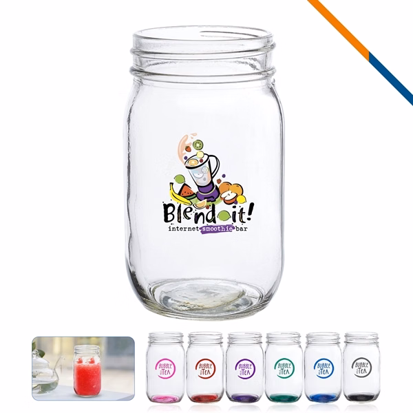Custom 16 oz Glass Mason Jar with Full-Color Imprint — Hospitality Drinkware