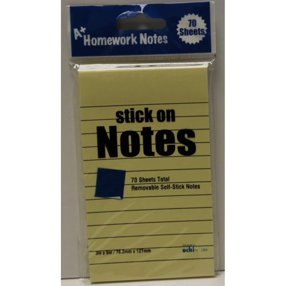 Stick On Notes - Lined 70 Sheets Yellow 1