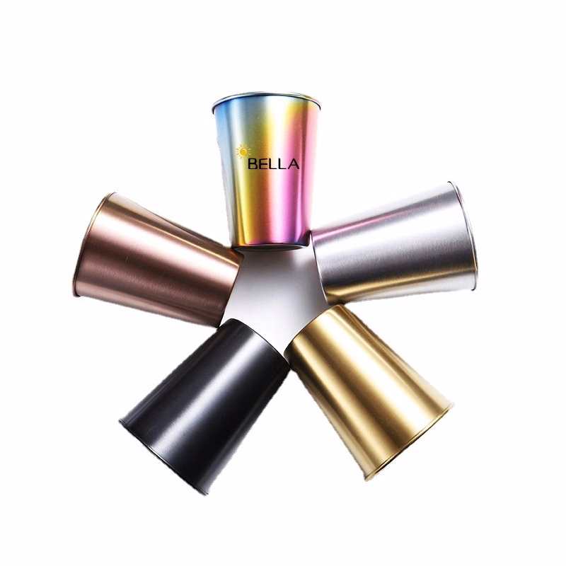16 Oz Reusable Rainbow Stainless Steel Cup