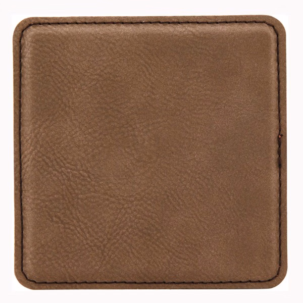 Leatherette Square Coaster - Dark Brown Screen Imprinted