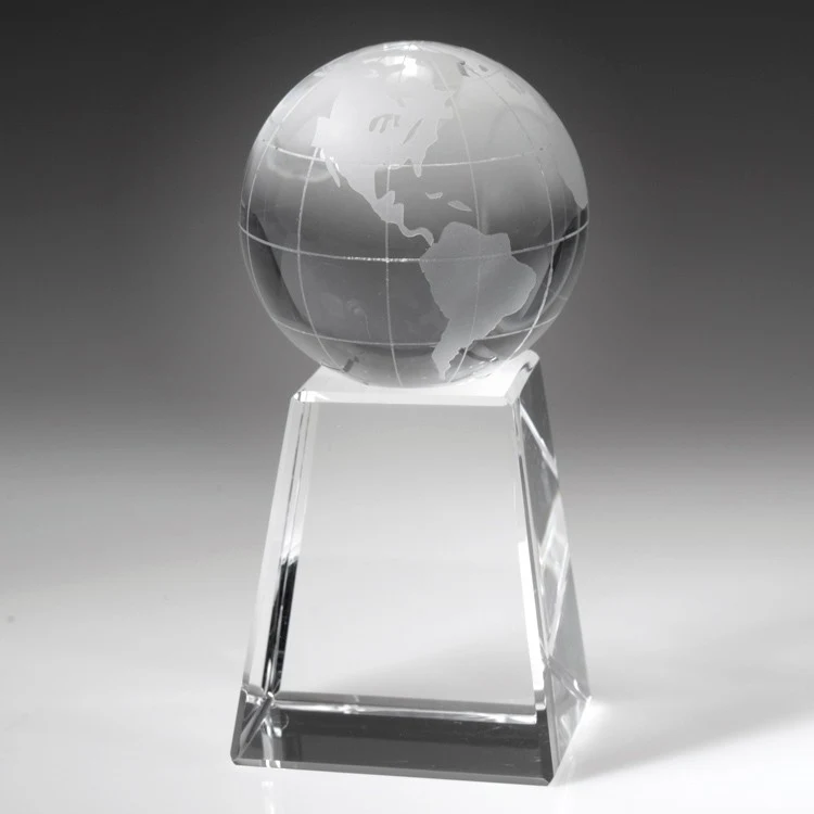 5" Crystal Award-Globe w/ Tall Base_D459CA 1