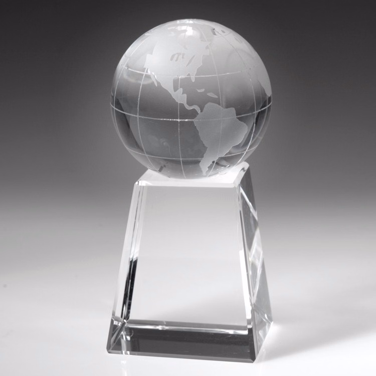 5" Crystal Award-Globe w/ Tall Base_D459CA