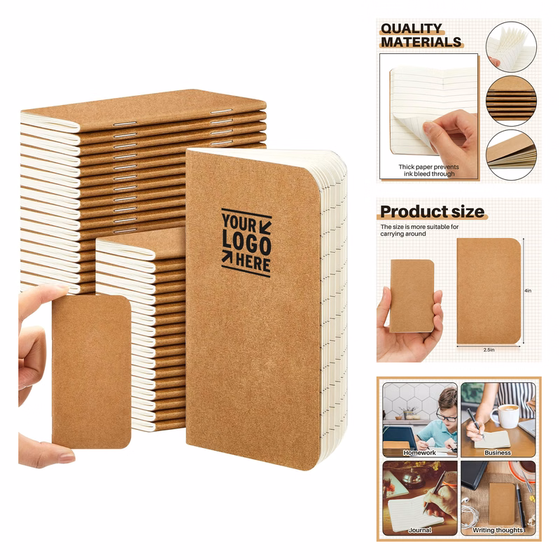 2.5" x 4" 30 Sheets Kraft Paper Mini Notebook