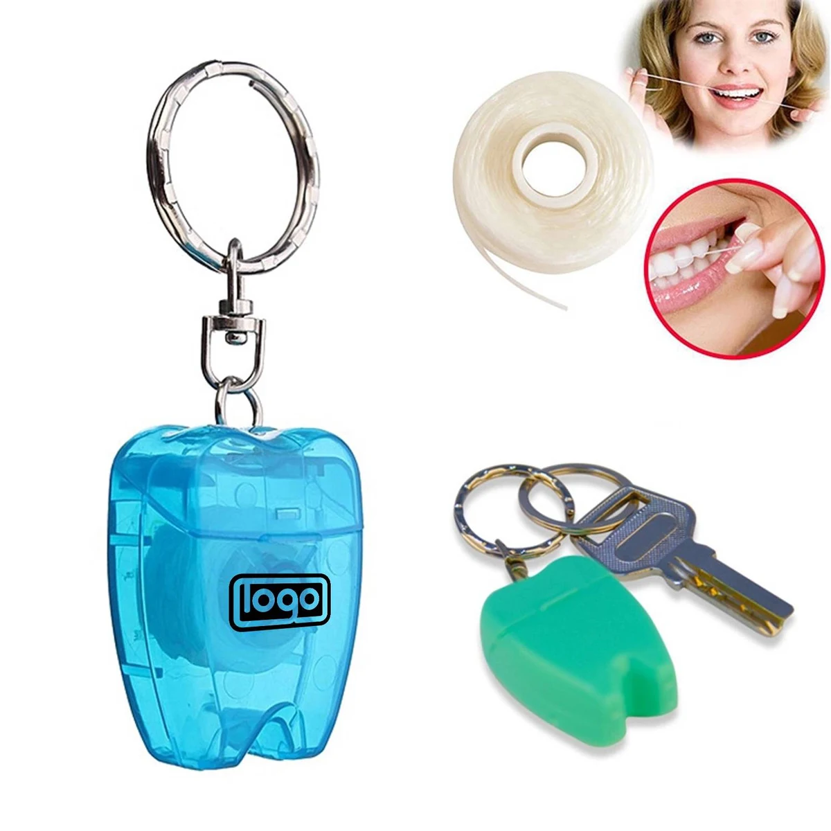 16yd Tooth Shaped Dental Floss With Keychain 1