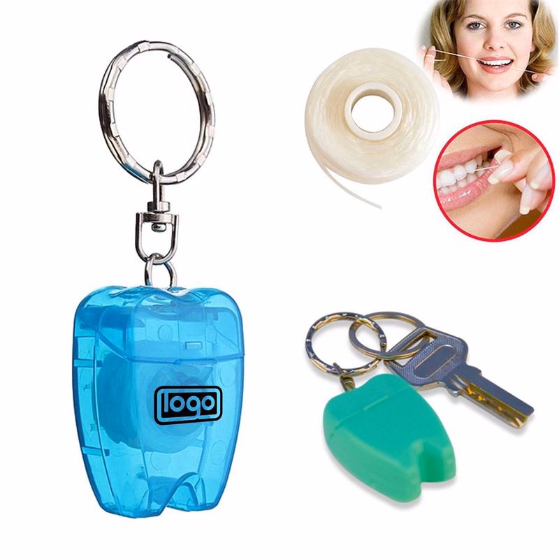 16yd Tooth Shaped Dental Floss With Keychain