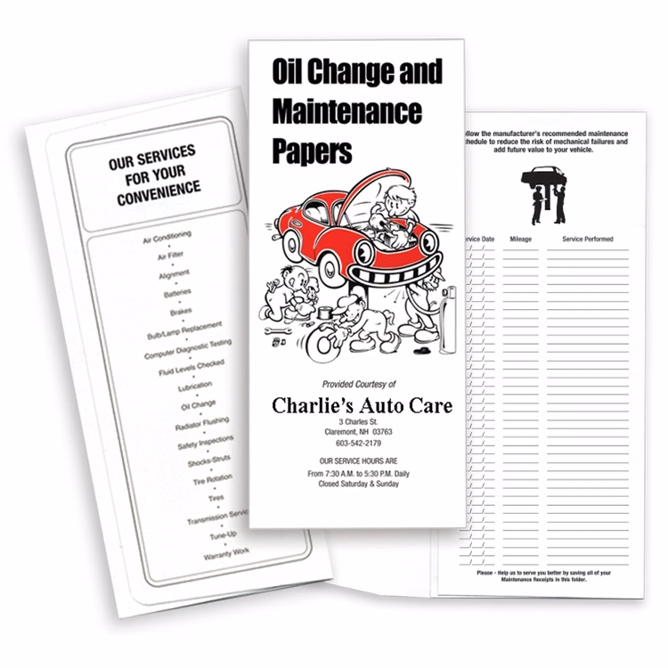 Oil Change and Service Center Document Folder