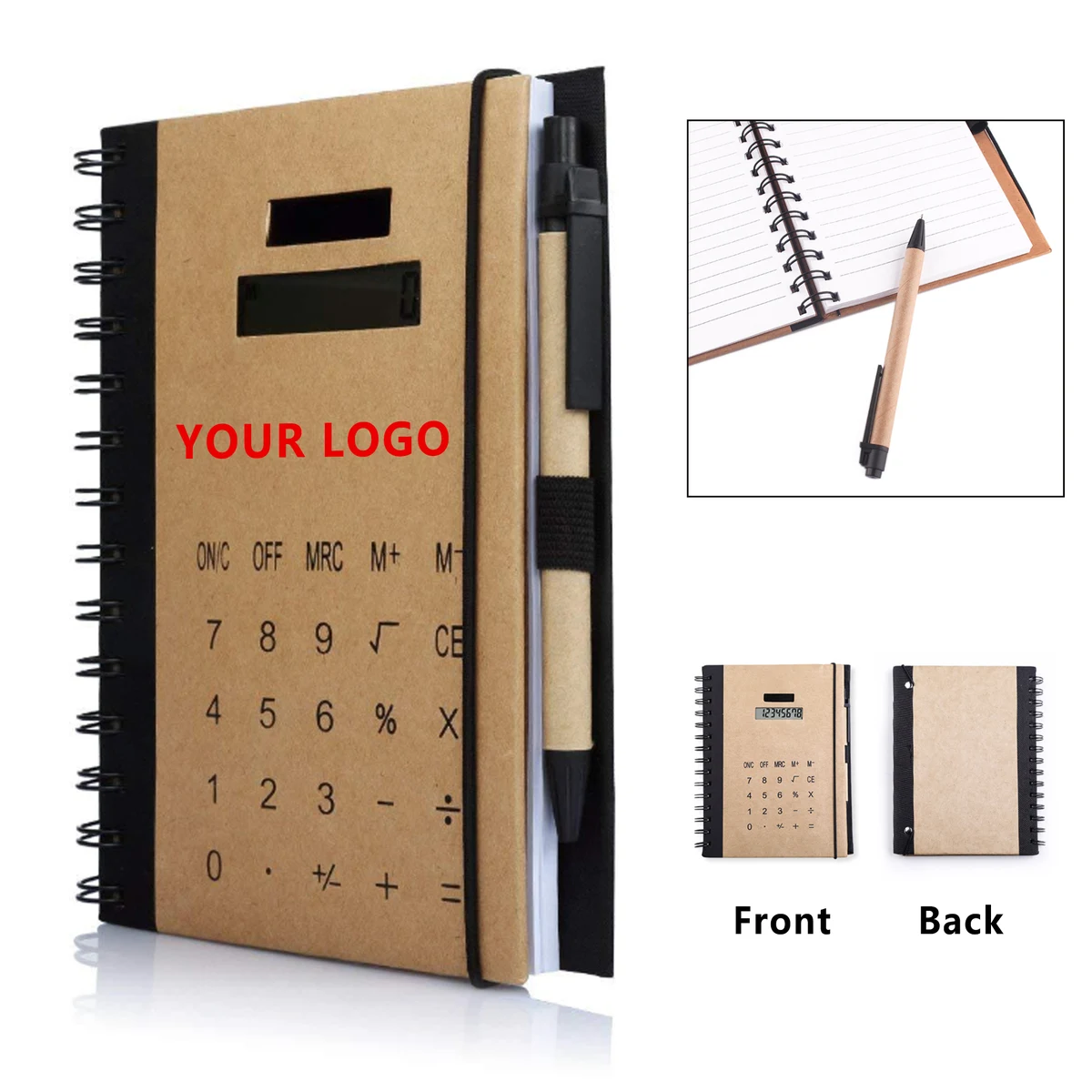 Solar Calculator Cowhide Notebook with Pen MOQ 25 1