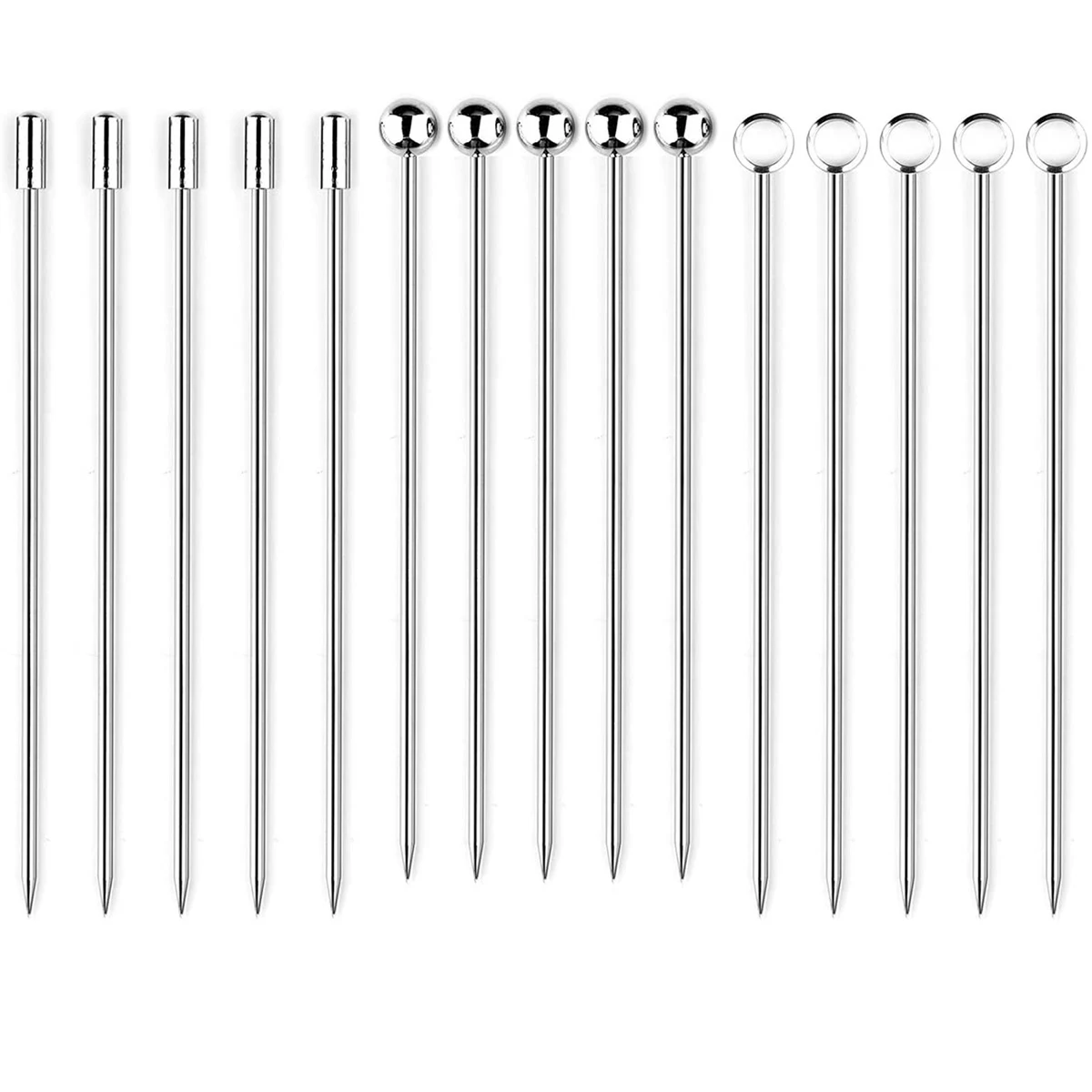 200 Pcs Metal Cocktail Drink Stainless Steel Round Head Needle 1