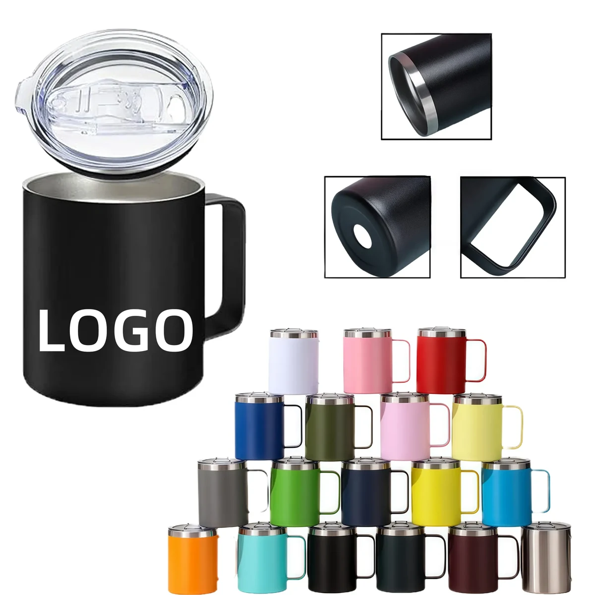 MOQ 12oz Insulated Stainless Steel Coffee Mug With Lid 1