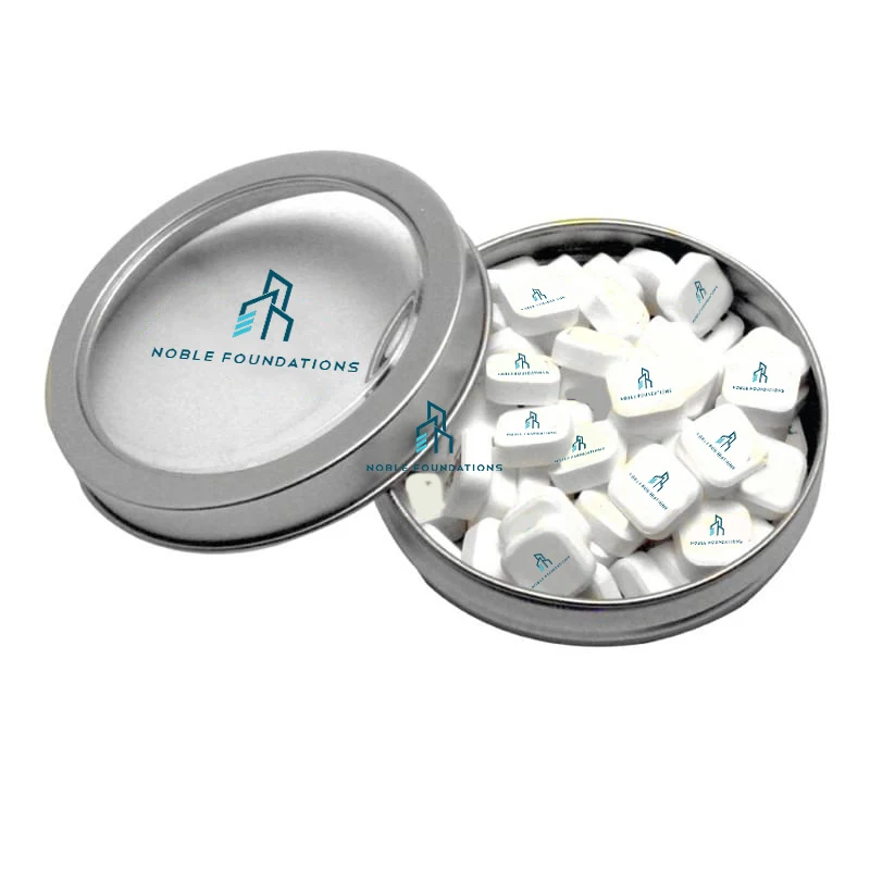 Imprinted Mints in Windowed Circular Tin 1