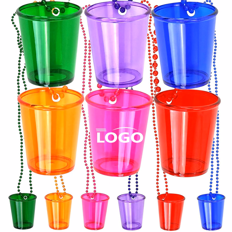 Colorful Party Shot Glass with Bead Chain for Events