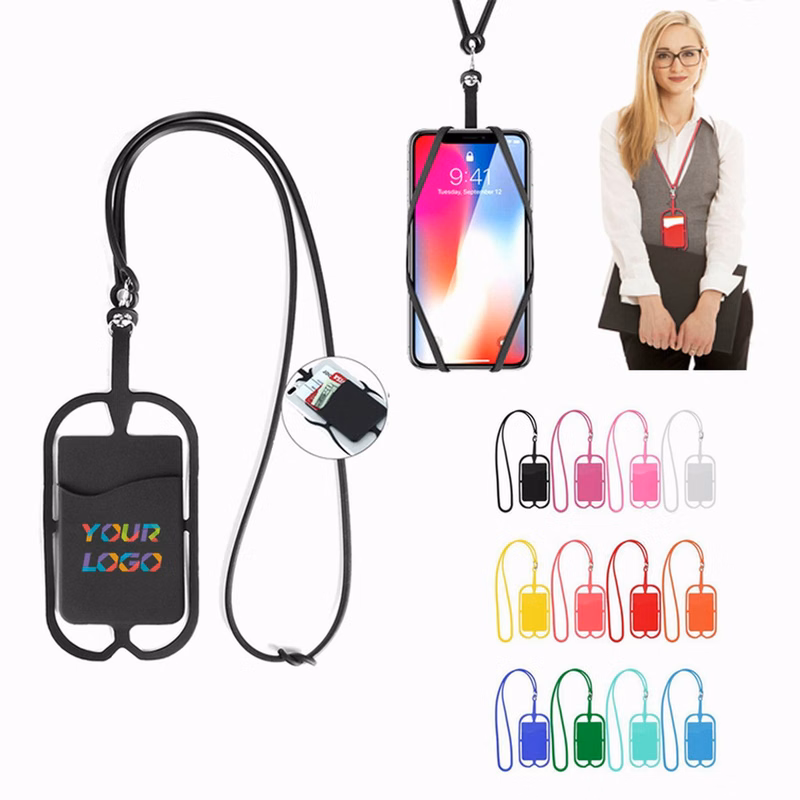 Silicone Lanyard Phone Holder W/Card Pocket