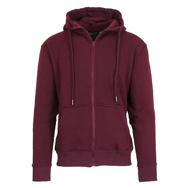 Men's Fleece Zip Hoodie Jackets - Burgundy M-2X 1