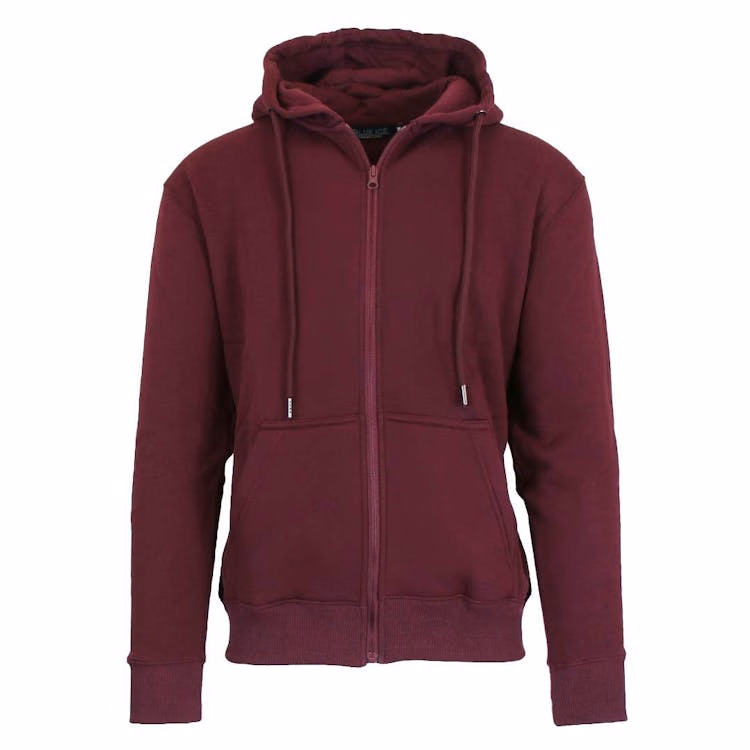 Men's Fleece Zip Hoodie Jackets - Burgundy M-2X