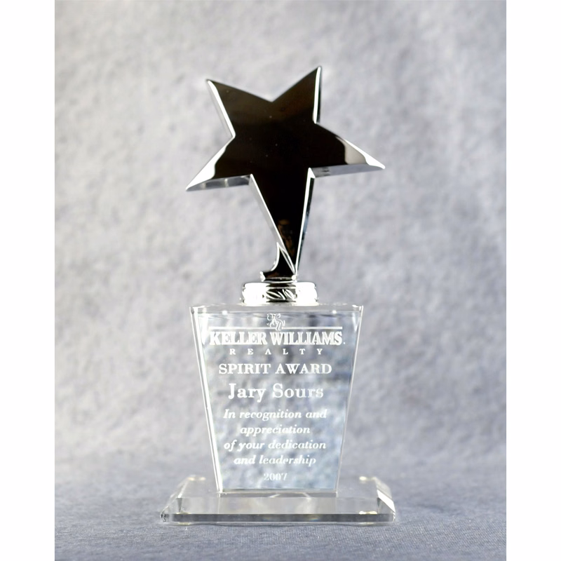 Optic Crystal Base With Silver Metal Star
