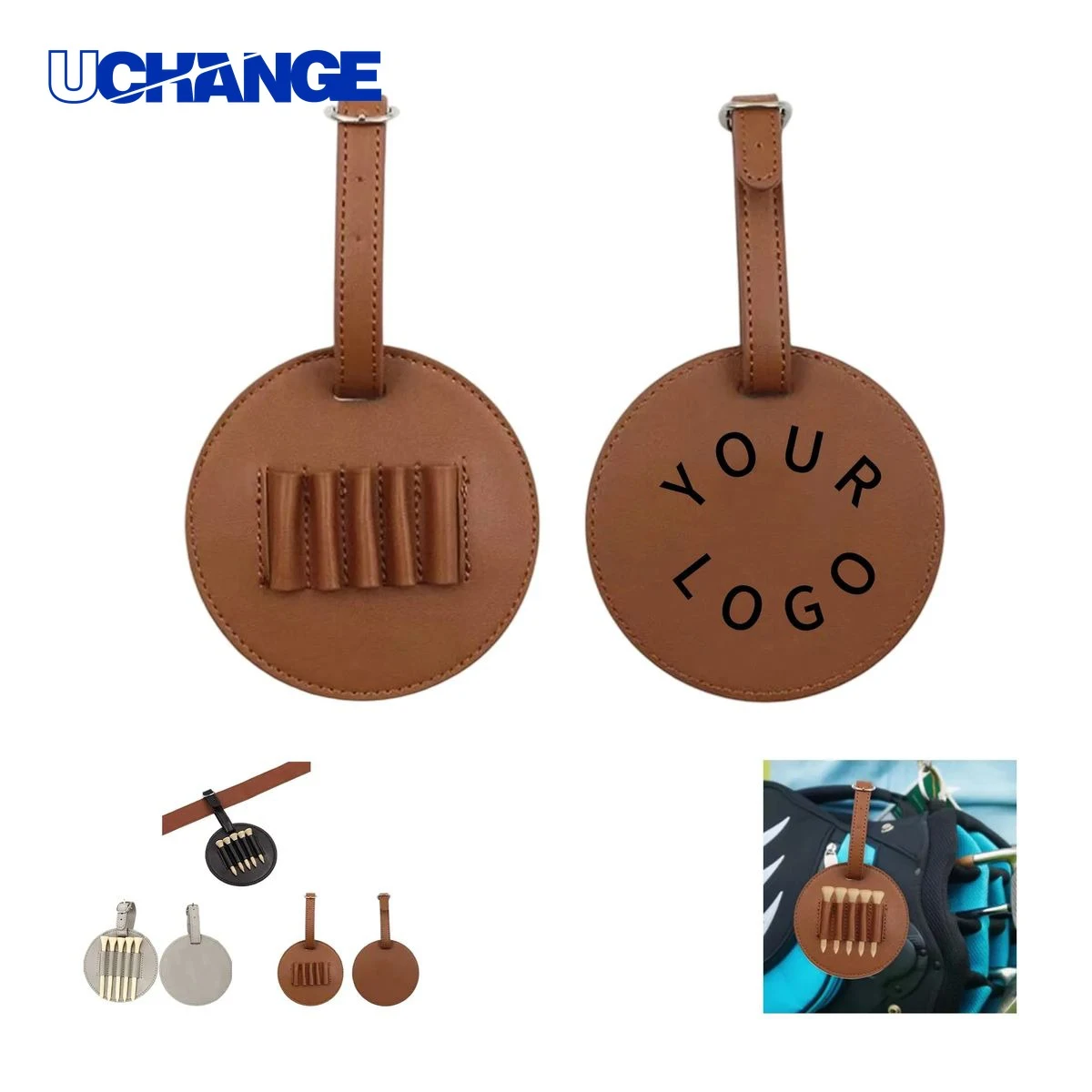 Golf Tee Organizer with PU Leather and Belt Loop 1