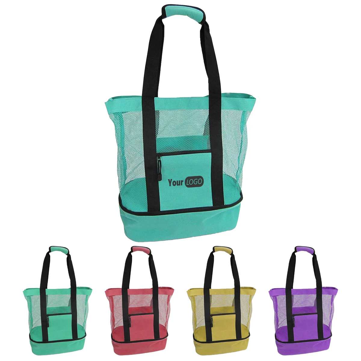 Oxford Spacious Mesh Tote Bag For Beach And Pool Days, custom tote bag with logo imprint 1