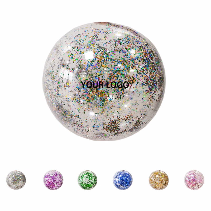 Transparent Glitter Beach Sphere 8.7" x 7.9" x 0.2"
