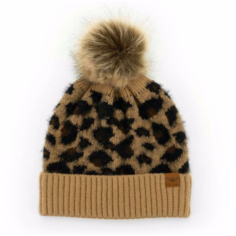 Snow Leopard Pom Hats Assorted One Size