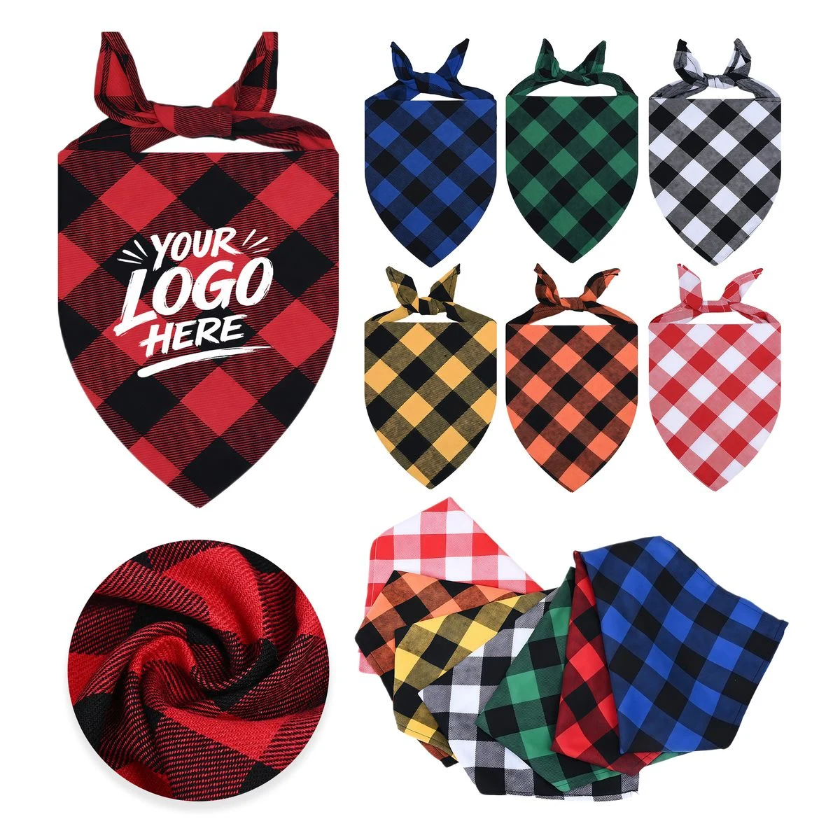 Adjustable Plaid Pet Scarf Cotton Dog Cat Bandana 1