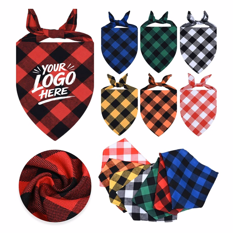 Adjustable Plaid Pet Scarf Cotton Dog Cat Bandana