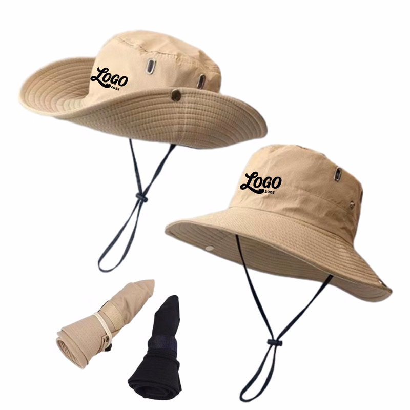 Adjustable Wide Brim Drawstring Bucket Hat
