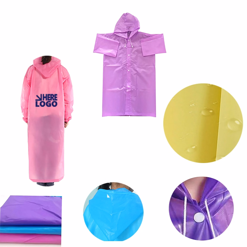 Portable EVA Rain Poncho with Hood For Kids
