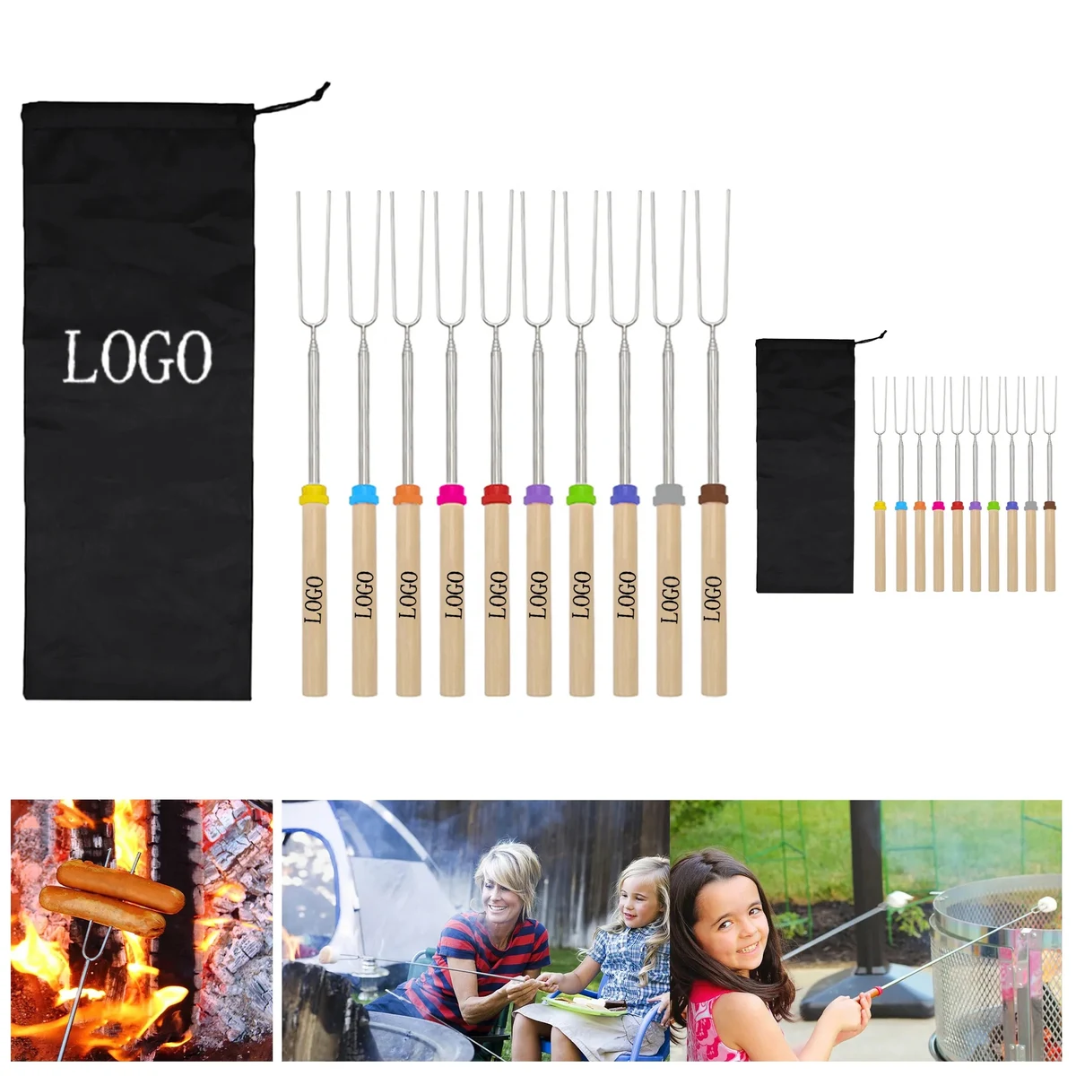 8 Piece Fire Pit Retractable Hot Dog Skewer 1