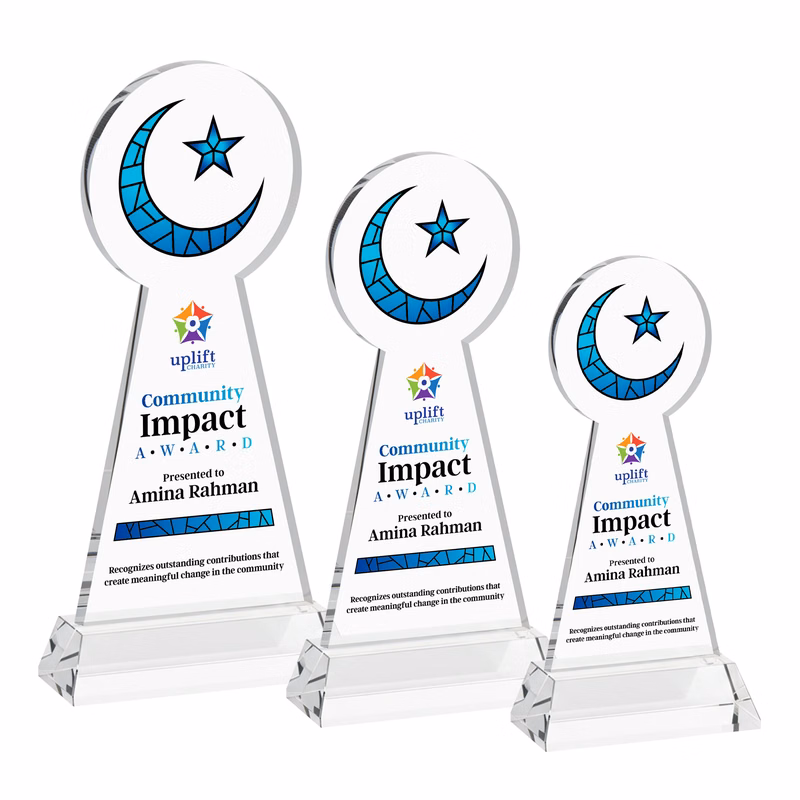 Crescent & Star VividPrint™ Award on Hartford Base - Clear