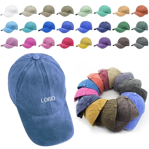 Washed Cotton Retro Baseball Cap with Unisex Hat 1