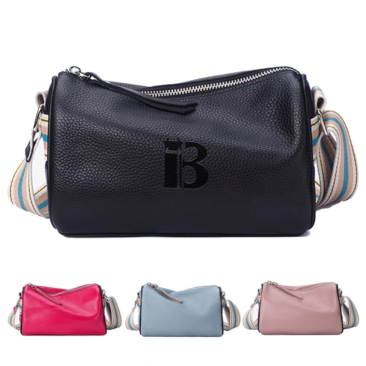 Genuine Leather Square Shoulder Crossbody Bag 1