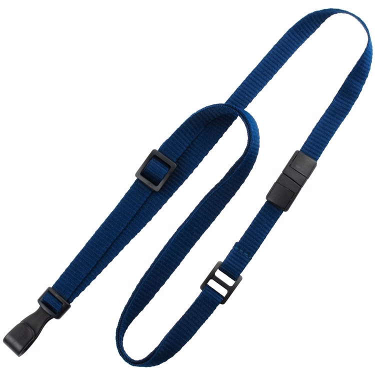 3/8" Flat Adjustable Breakaway Lanyard (Plastic J-Hook)