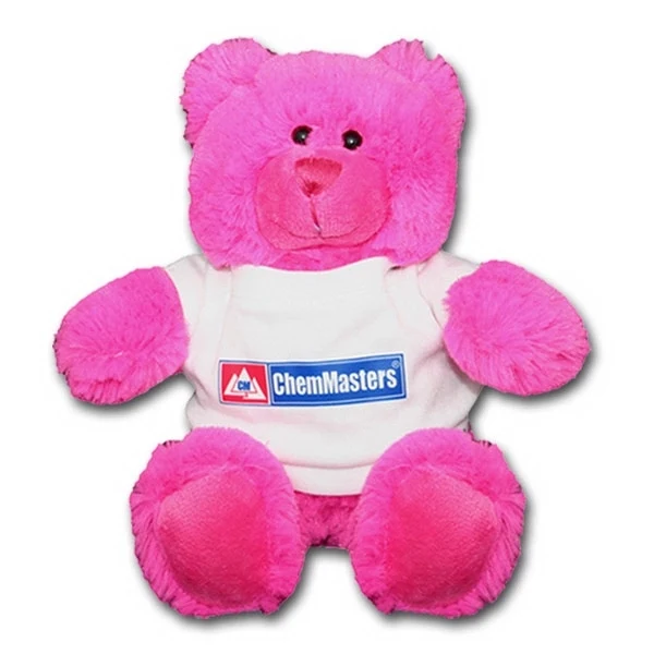 8" Bright Color Hot Pink Bear 1