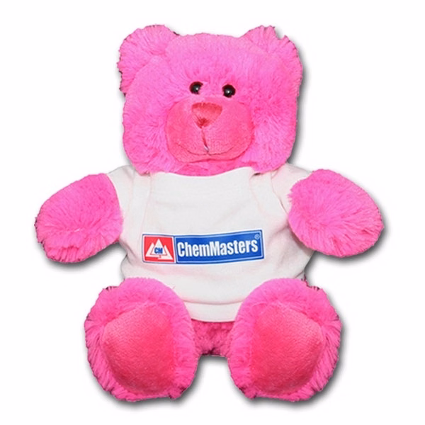 8" Bright Color Hot Pink Bear