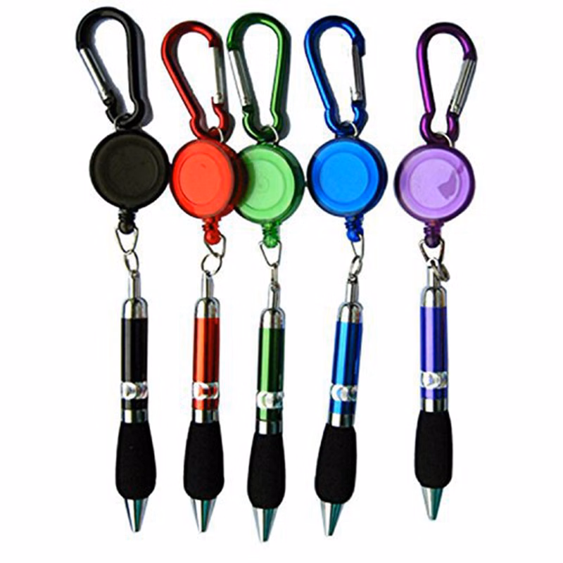 Badge Reel Retractable Pen with Carabiner