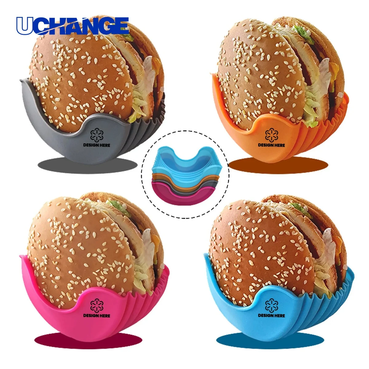 Reusable Silicone Hamburger Clip Food Holder 1