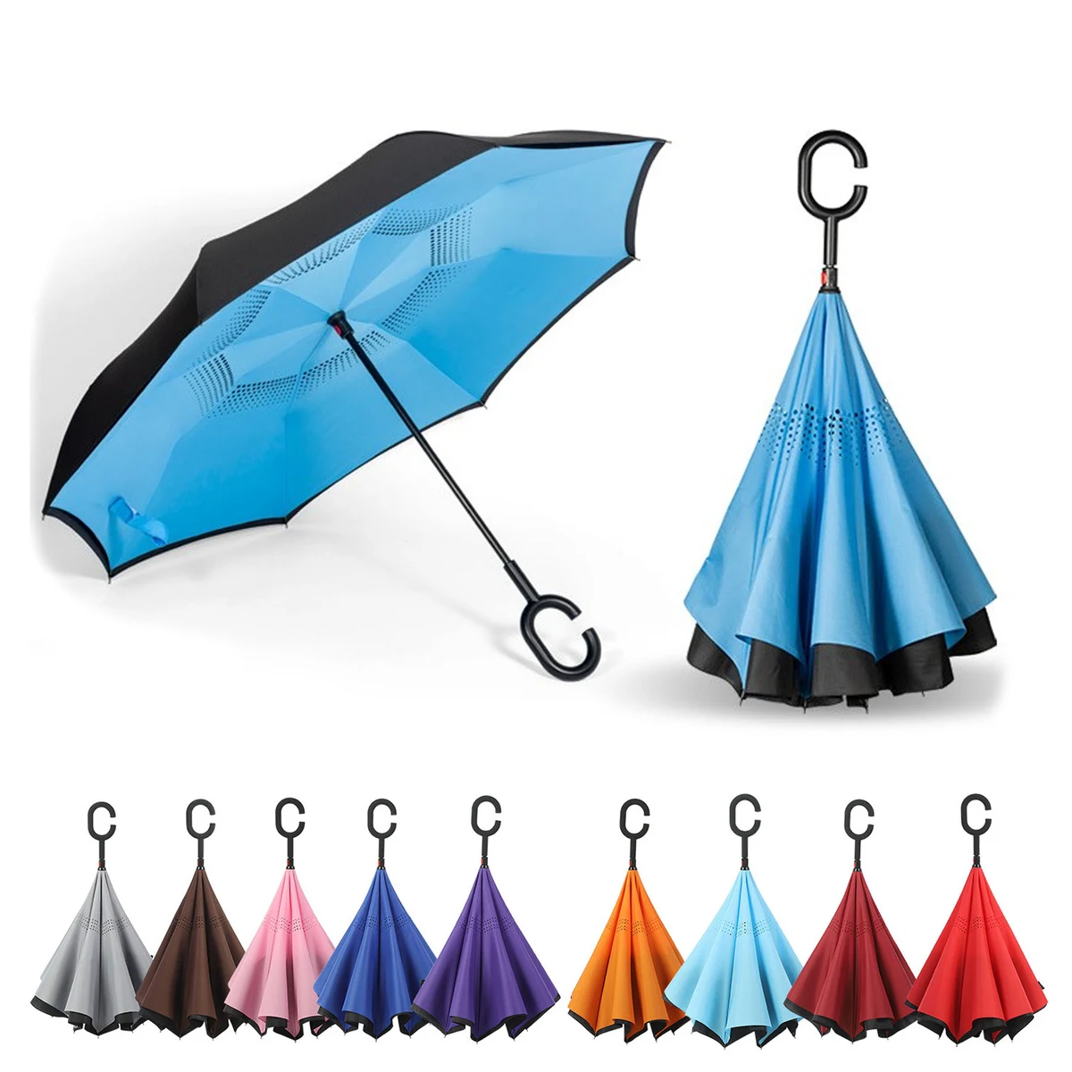 23" Reversable Auto-open Self-stand Umbrella 1
